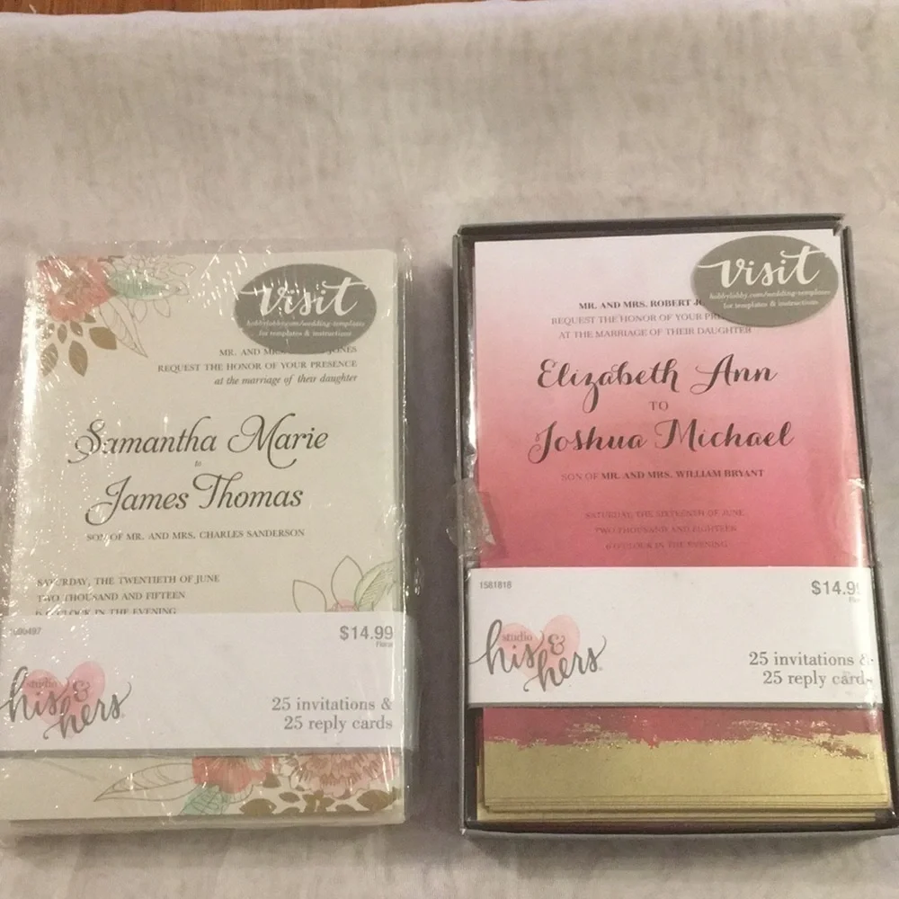Two sets Studio His & Hers Invitation & Reply Card (AD)
